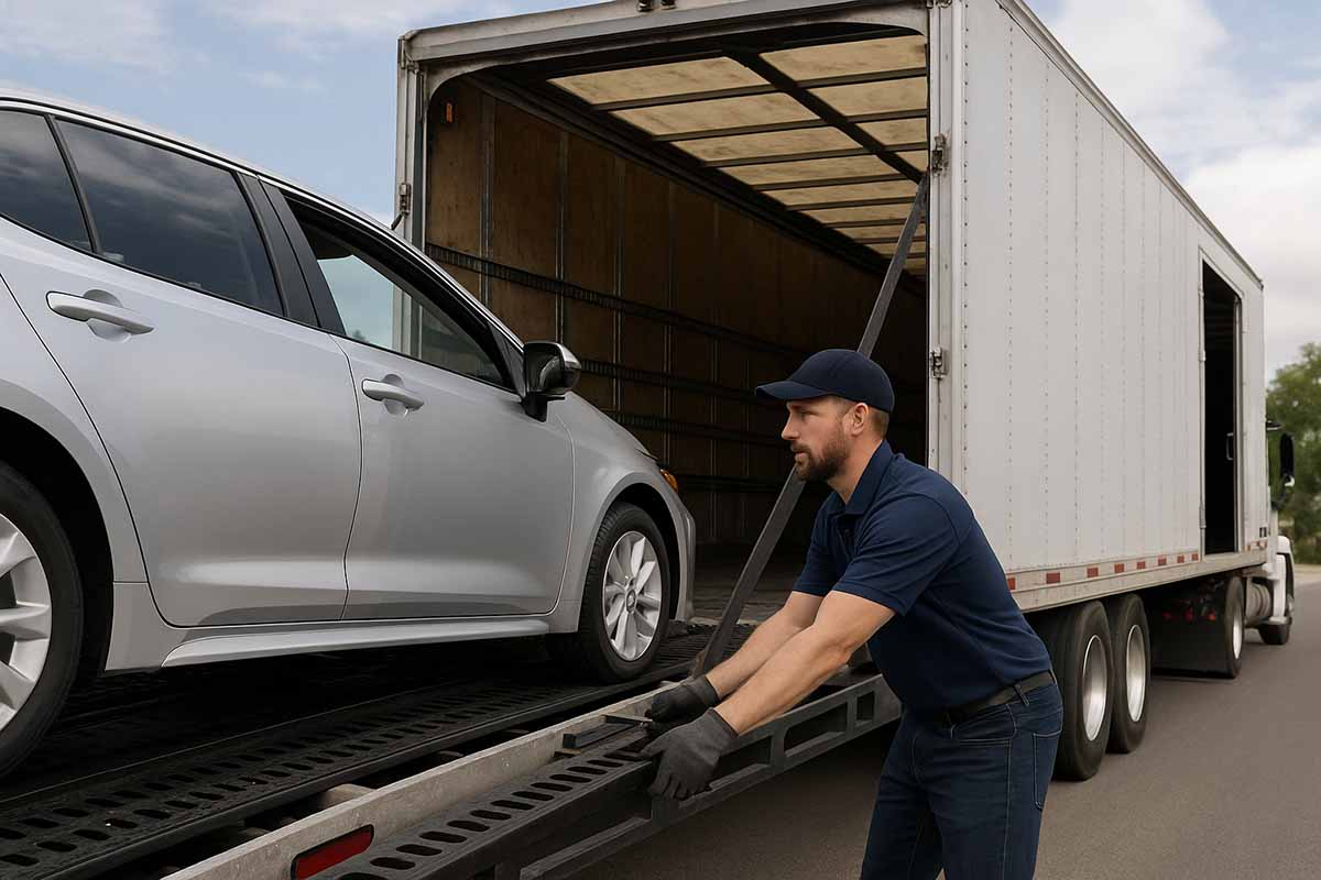 Enclosed vehicle transport cargo auto transport