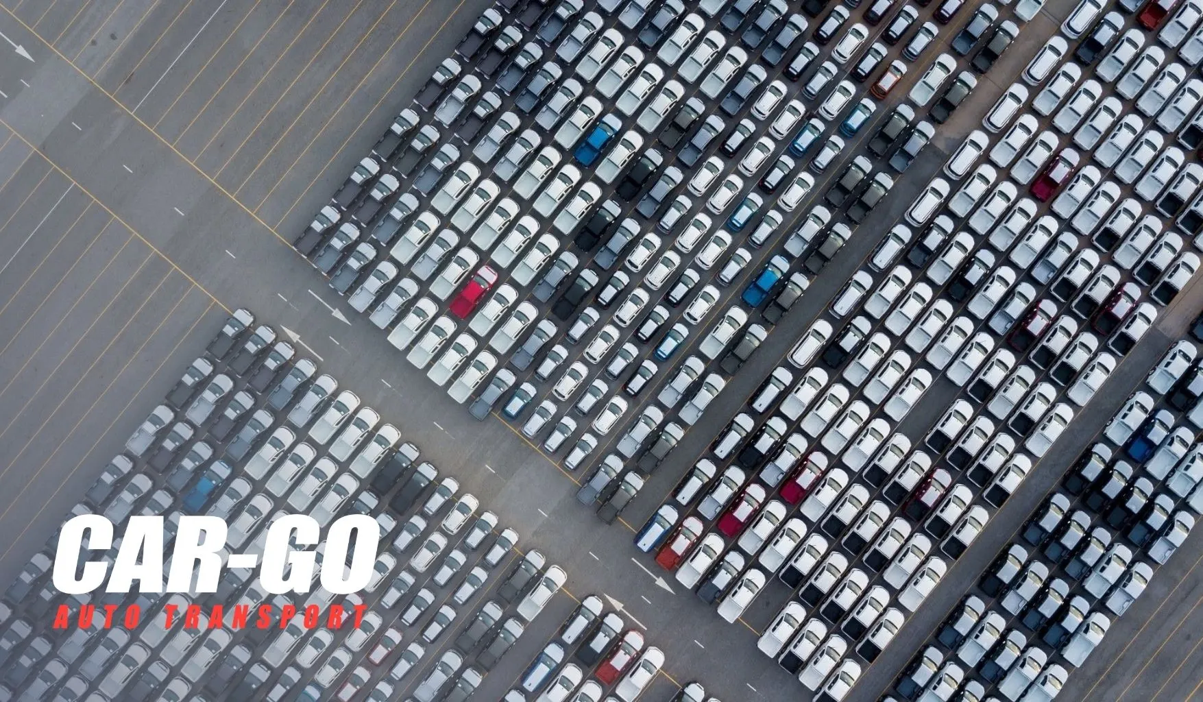 Aerial view of a vehicle distribution lot supporting corporate car shipping for fleet and dealership transport.