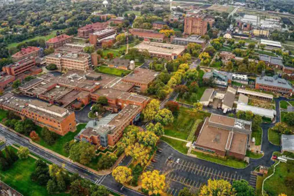 Delivery Options for HOA and Campus Restrictions Aerial view of a campus area showing campus delivery restrictions that require alternative delivery routes and access planning.