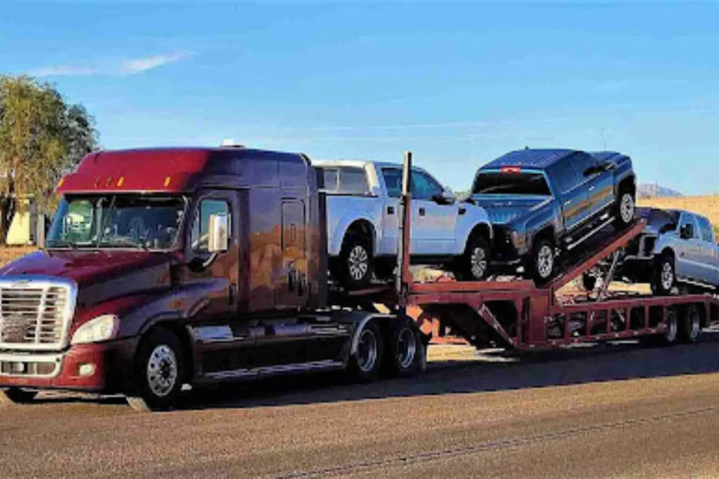 Why Most Auto Transport Companies Are Brokers (And Why That’s Not a Scam) Car carrier hauling vehicles, explaining why most auto transport companies are brokers and not a scam.